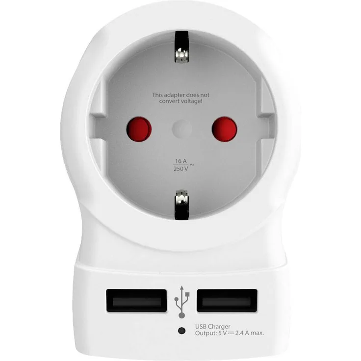 SKROSS Reiseadapter Stecker Frankreich auf USA (USA & Kanada) USB-Ladegerät 2 Ports 2,4 A