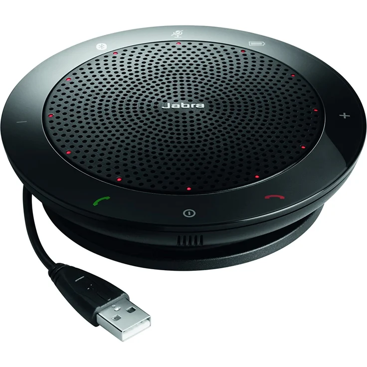 Jabra Speak 510+ MS Konferenzlautsprecher, Microsoft zertifizierter tragbarer Lautsprecher mit Bluetooth Adapter und USB-Anschluss, geeignet für Laptop, Smartphone und Tablet, Konferenzmikrofon, schwarz – Bild 1