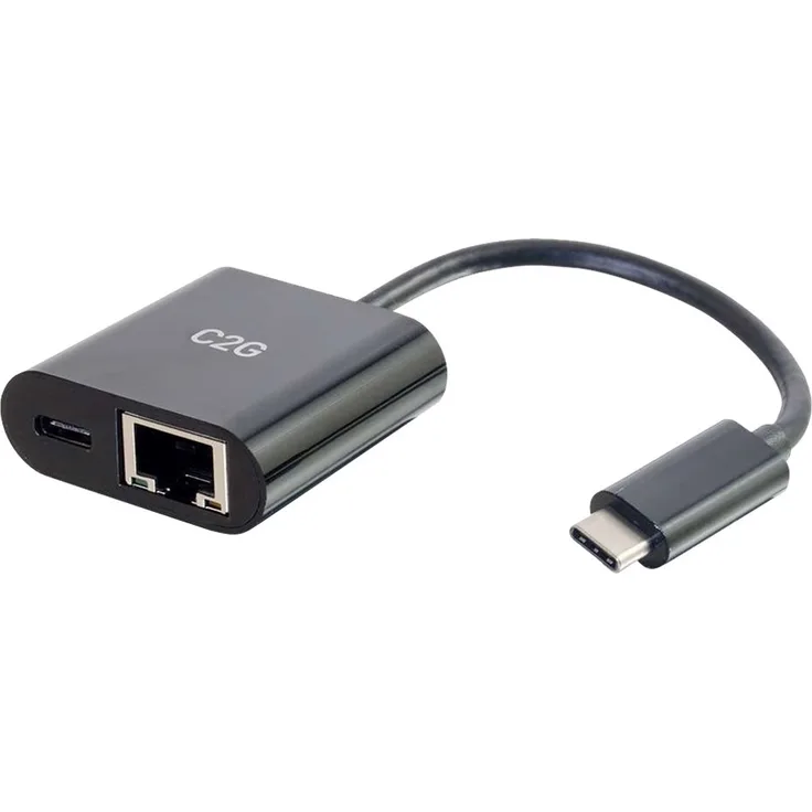 C2G USB C to Ethernet Adapter With Power Delivery - Black - Netzwerkadapter - USB-C - Gigabit Ethernet x 1 - Schwarz