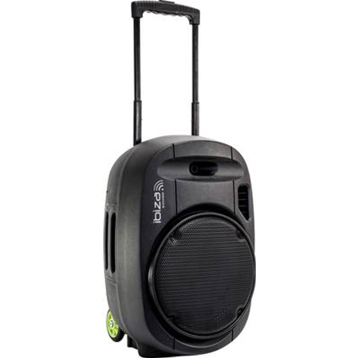 PORT12VHF-MKII - Ibiza Sound - Eigenständiges tragbares Soundsystem 12 - 700W mit USB-MP3, Bluetooth, Vox & 2 VHF funkmikrofonen Schwarz