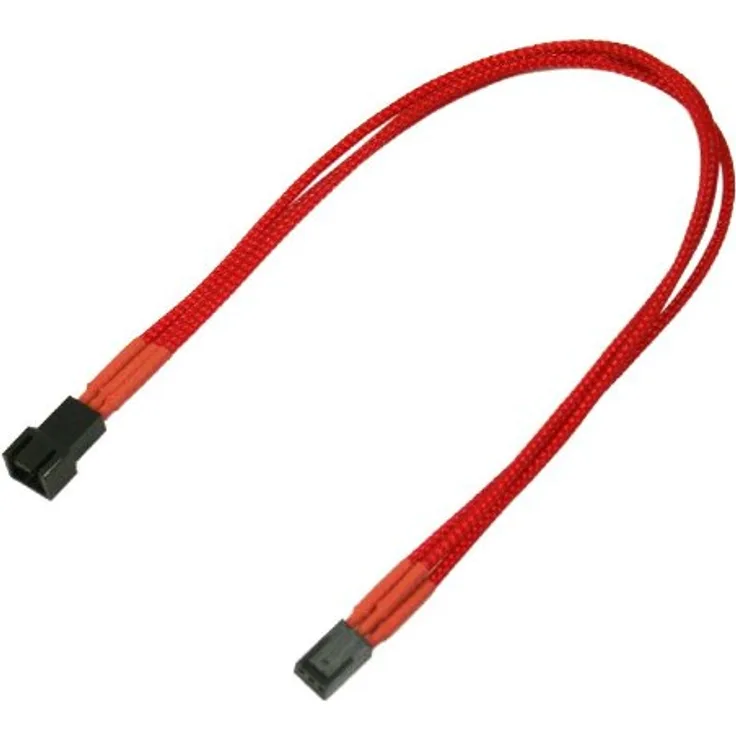 Nanoxia 900300017 3-Pin Molex Verlängerungskabel, 30 cm, Roter Einzelsleeve