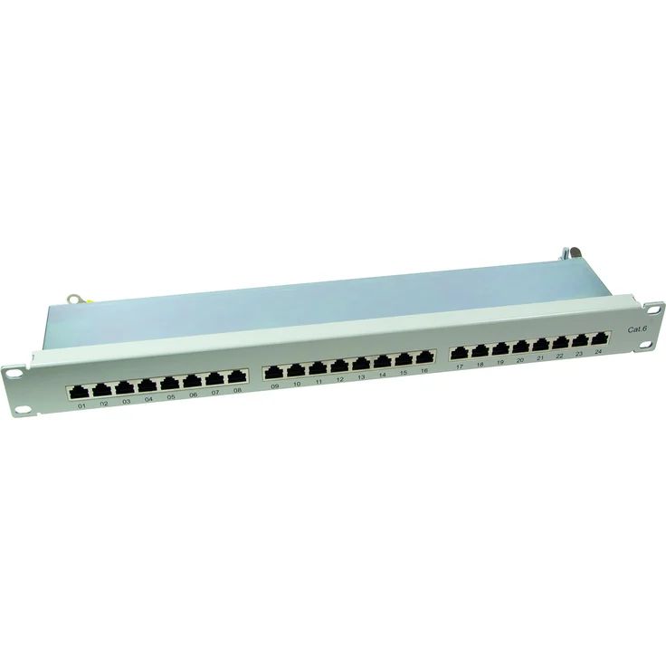 LogiLink Professional PrimeLine Cat.6 (250 MHz) Patchpanel - Verteilerfeld, 19'', STP (geschirmt) 24-Port (RJ45)