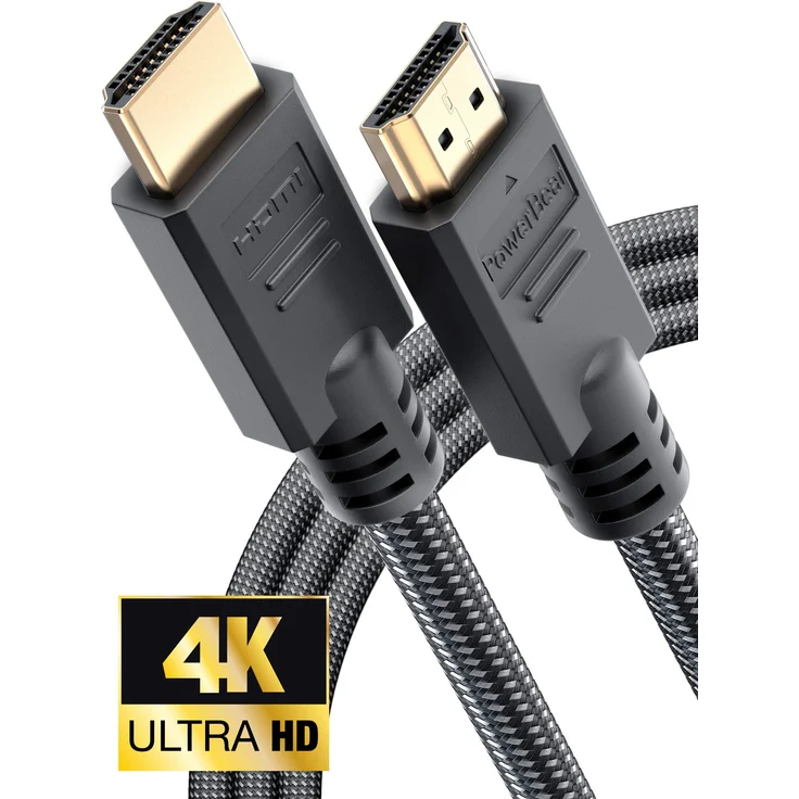 PowerBear 4K HDMI-Kabel, 3 m, geflochtenes Nylon & vergoldete Anschlüsse 1 Pack 10 Feet schwarz – Bild 1