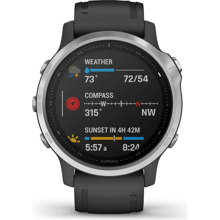Garmin fenix 6S Smartwatch GPS, Unisex, 42mm, Kunststoffgehäuse, Silber/Schwarz – Bild 2
