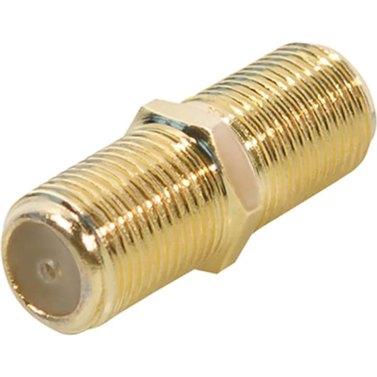 Kompaktadapter Verbinder F-Buchse auf F-Buchse goldfarben
