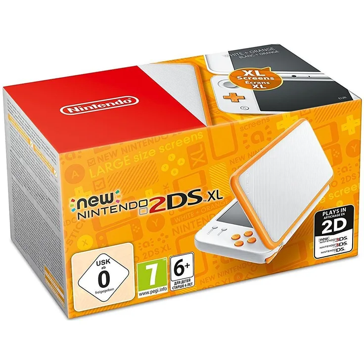New Nintendo 2DS XL Weiß-Orange 256MB & 4GB Speicherkarte
