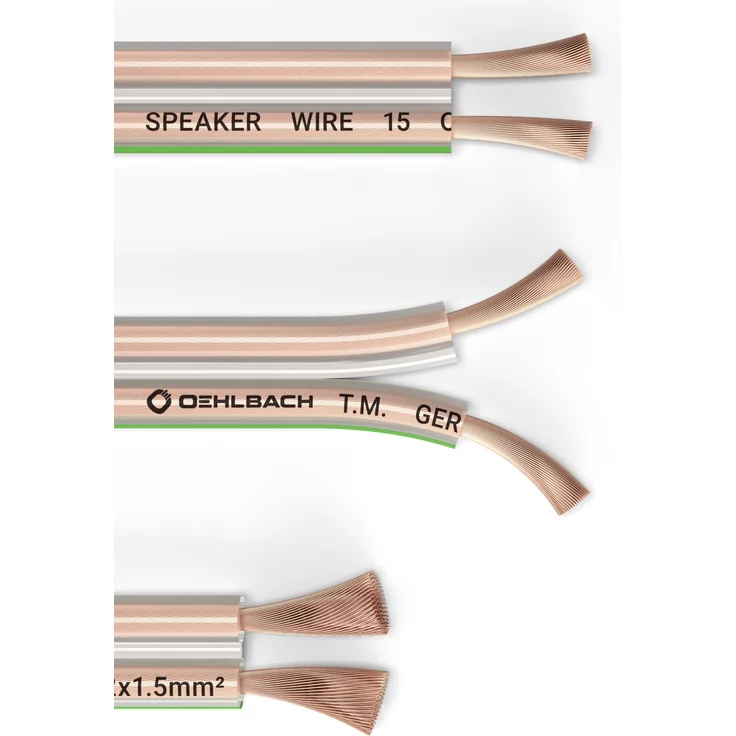 Oehlbach Speaker Wire SP-15 | Stereo HI-FI Lautsprecherkabel | Boxenkabel mit OFC (sauerstofffreies Kupfer) 2x1,5 mm² | Mini Spule Lautsprecher Kabel Weiß, 10m – Bild 4