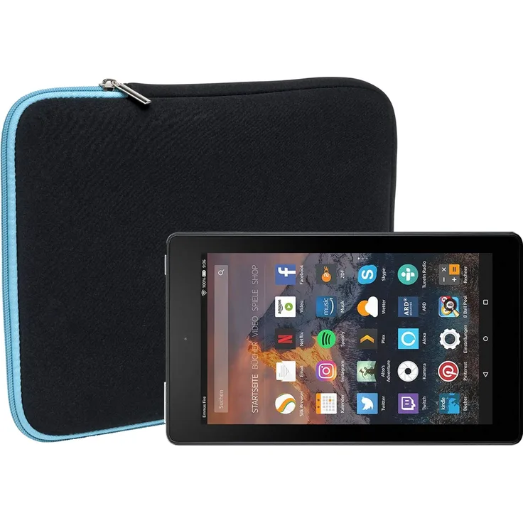 Slabo Tasche für Amazon Fire 7-Tablet mit Alexa (2017 - 2019) türkis, schwarz