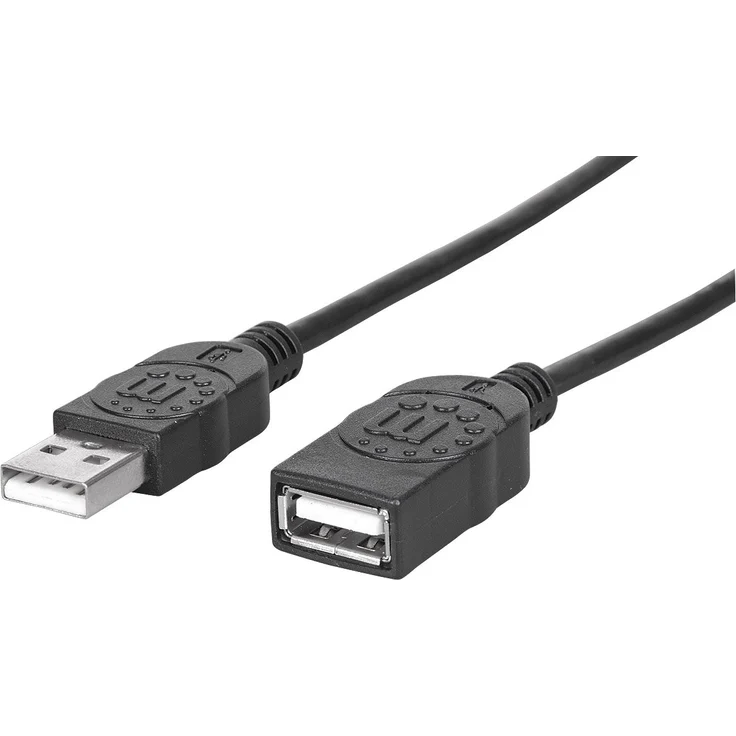 Manhattan Hi-Speed - USB-Verlängerungskabel - USB (M) bis USB (W) - USB 2.0 - 300 V - 0.5 A - 1 m - geformt - Schwarz
