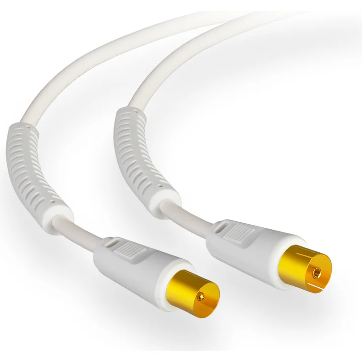 20m Antennenkabel vergoldet mit 2x Ferritkern ''WEISS'' (HB80208-128-20-G) – Bild 1