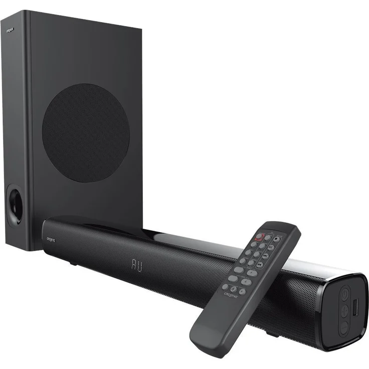 Creative Soundbar Stage (51MF8360AA000) 2.1 Soundbar mit Subwoofer, kabellos/kabelgebunden, geeignet für TV, schwarz – Bild 3
