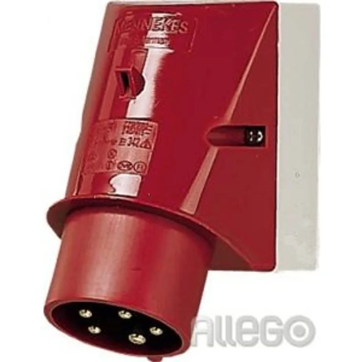 Mennekes (Unternehmen) 101200041 Knöpfen Wandmontage, Steckdosen E, 400 V, 50–60 Hz, 16 A, 5-polig, IP 44, 10 Paket, rot