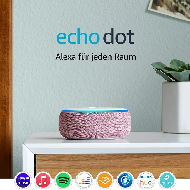 Amazon Echo Dot (3. Generation) Intelligenter Lautsprecher mit Alexa, Lila Stoff – Bild 2