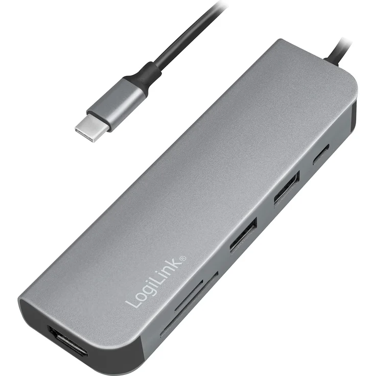 LogiLink UA0343 - USB-C Multifunktions Hub mit 6X Erweiterungen: 1x HDMI-1x USB-C PD (Power Delivery)-1x SD Kartenleser-2x USB 3.2 Gen 1x1-1x HDMI (4Kx2K 30Hz) fürs Smartphone, Notebook, Computer – Bild 1