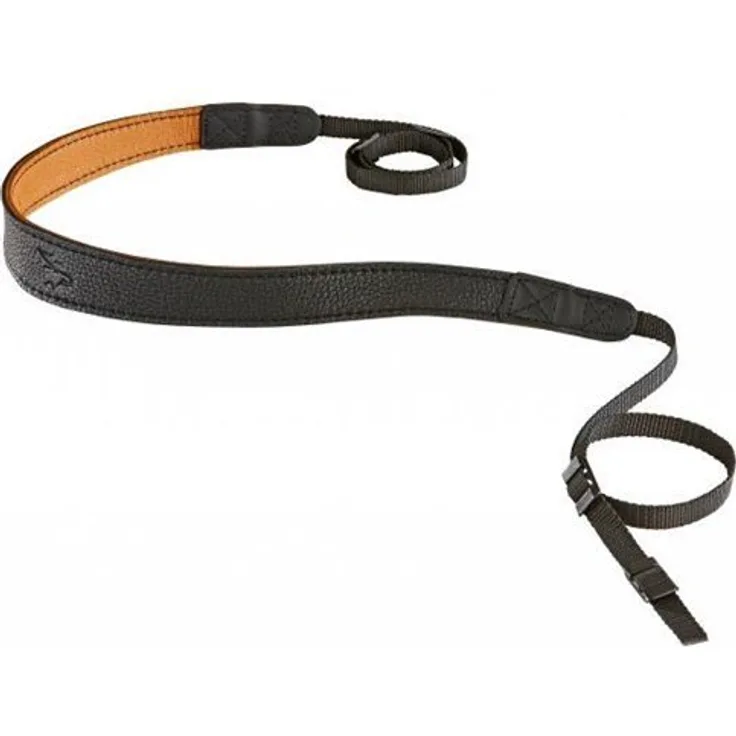 EDDYCAM 3502 Schwarz-Natur 35 mm Kameragurt, Lederkameragurt, Elchlederkameragurt,