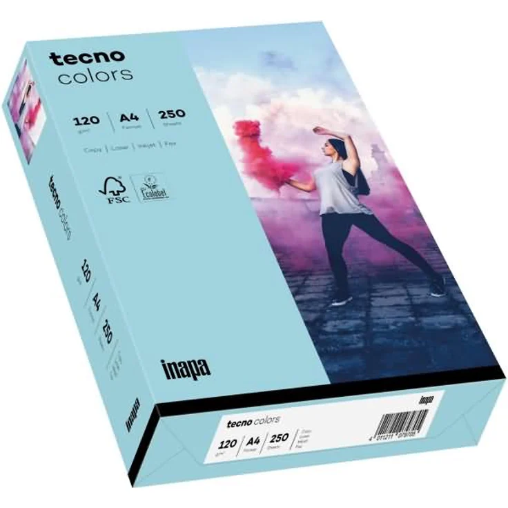 tecno Kopierpapier colors mittelblau DIN A4 120 g-qm 250 Blatt (88324364) – Bild 1