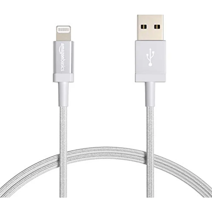 AmazonBasics – Verbindungskabel Lightning auf USB-A, Nylon-umflochten, MFi-zertifiziertes Ladekabel für iPhone, silberfarben, 91,2 cm - Preisvergleich