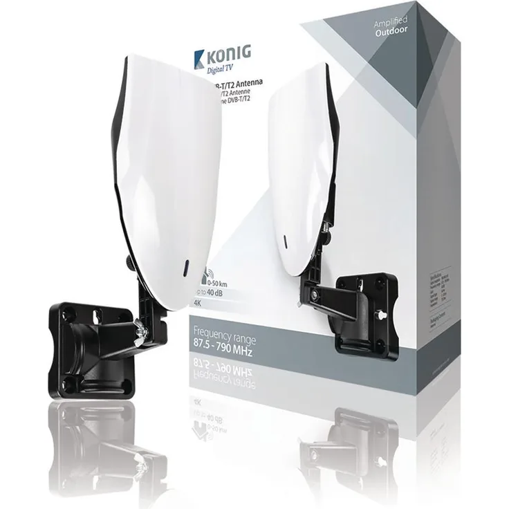Aussen DVB-T/T2 Zimmerantenne mit Verstärker 40 dB VHF / UHF