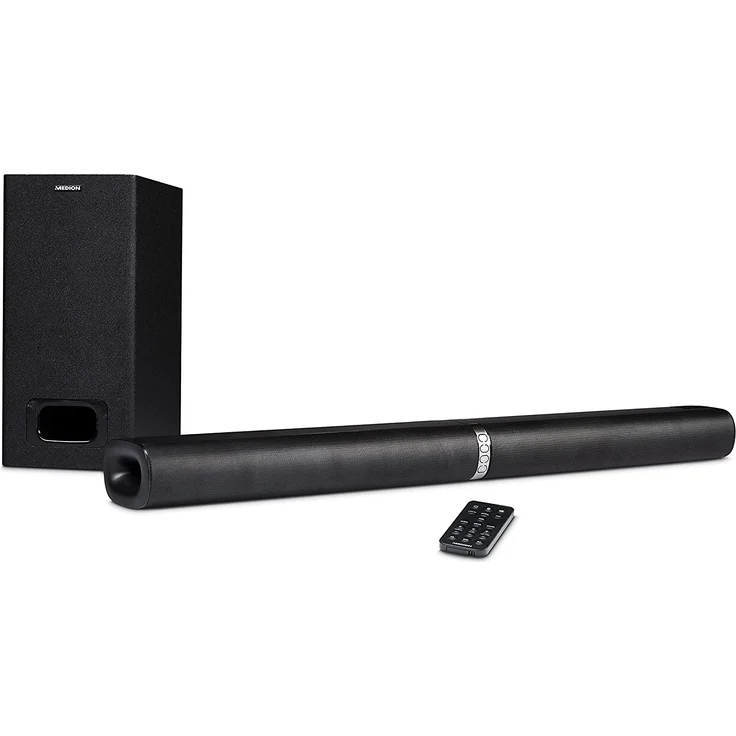 Medion LIFE 2.1 Soundbar mit Subwoofer, kabellos/kabelgebunden, geeignet für TV, schwarz  – Bild 1