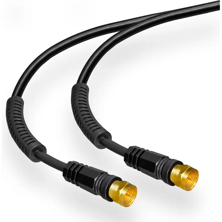 20m SAT Kabel vergoldet mit 2x Ferritkern ''SCHWARZ'' (HB80098-G-128-20-CP-S)