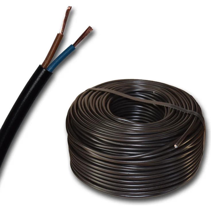 EBROM - 5 Meter Kunststoff Schlauchleitung rund LED Kabel Leitung Gerätekabel H05VV-F-2x1,5 mm² (mm2) - Farbe: SCHWARZ
