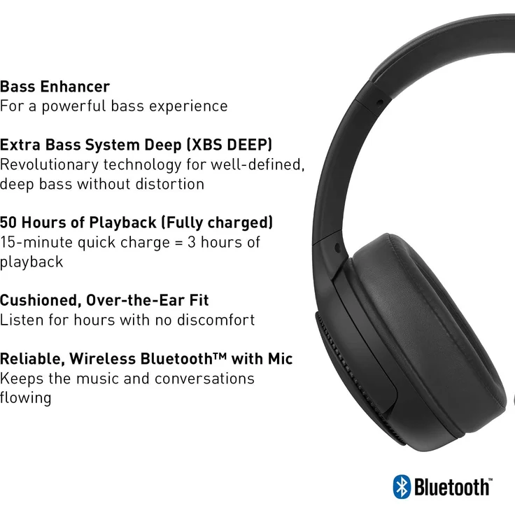 Panasonic RB-M300BE-K Over-Ear-Kopfhörer mit Bluetooth, schwarz – Bild 3