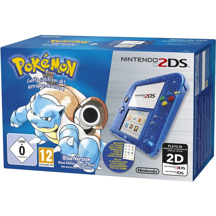 Nintendo 2DS Blau 256MB & 4GB Speicherkarte Bundle inkl. Pokémon Blaue Edition – Bild 1