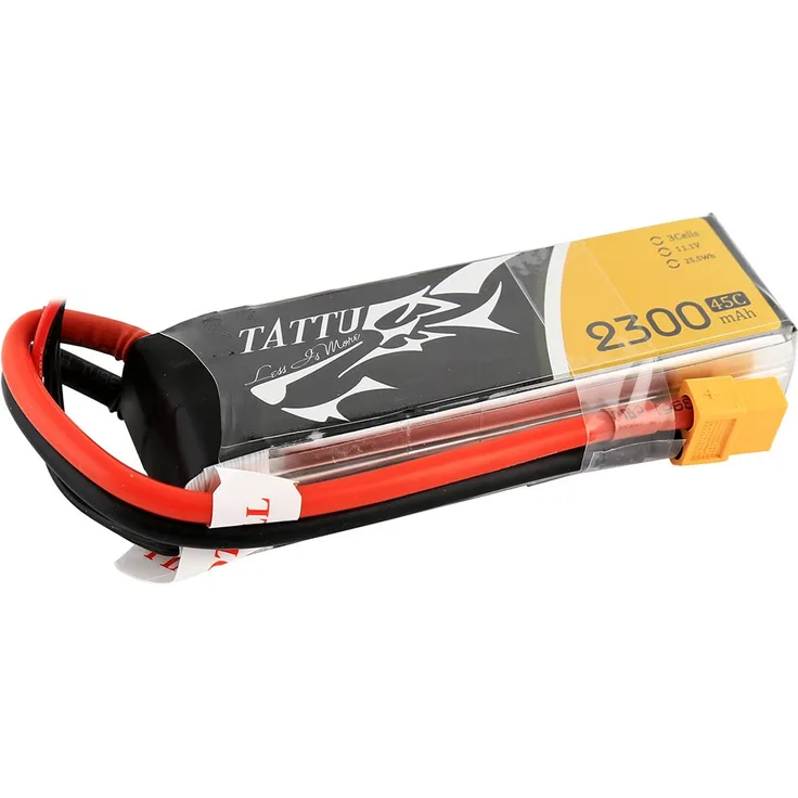Tattu 2300mAh 11.1V 45C 3S1P Lipo Akku Pack mit XT60 Stecker für UAV Drones FPV Racing Quadcopters Flugzeug wie Blackout Mini H, Emax Nighthawk 250-280 Pro