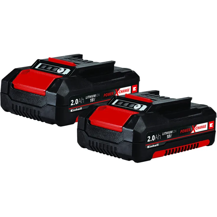 Original Einhell Akku PXC-Twinpack 2,0 Ah Power X-Change (Li-Ion, 18 V, 2 St. 2,0 Ah-Akkus, universell für alle PXC-Geräte, proaktives Batteriemanagement, angepasste Ladezyklen)