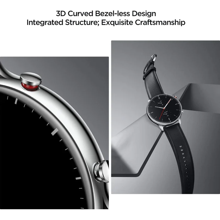Amazfit GTR 2 Classic Smartwatch GPS, Unisex, 46,4mm, Edelstahlgehäuse, Lederarmband, Obsidian Black – Bild 7