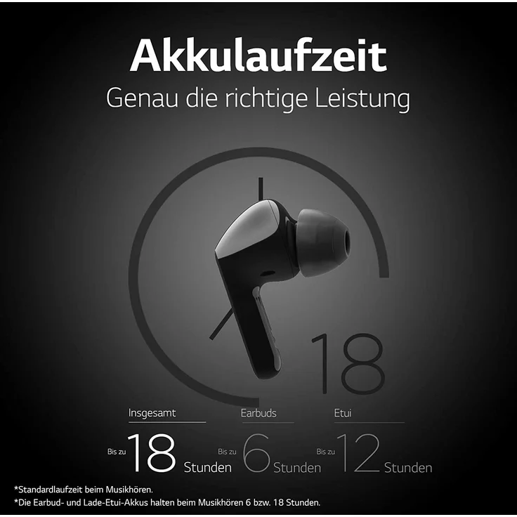 LG Tone Free HBS-FN6 True Wireless In-Ear Kopfhörer, mit Bluetooth, Mikrofon, Noise Cancelling, schwarz – Bild 17