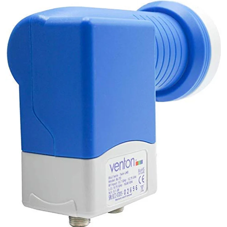 Venton Twin LNB Sat digital 0.1dB für 2fach doppel Teilnehmer direkt Anschluss HD TV 3D 4K + Wetterschutz (ausziehbar) im Set mit 4 F-Stecker Kontakte vergoldet – Bild 1