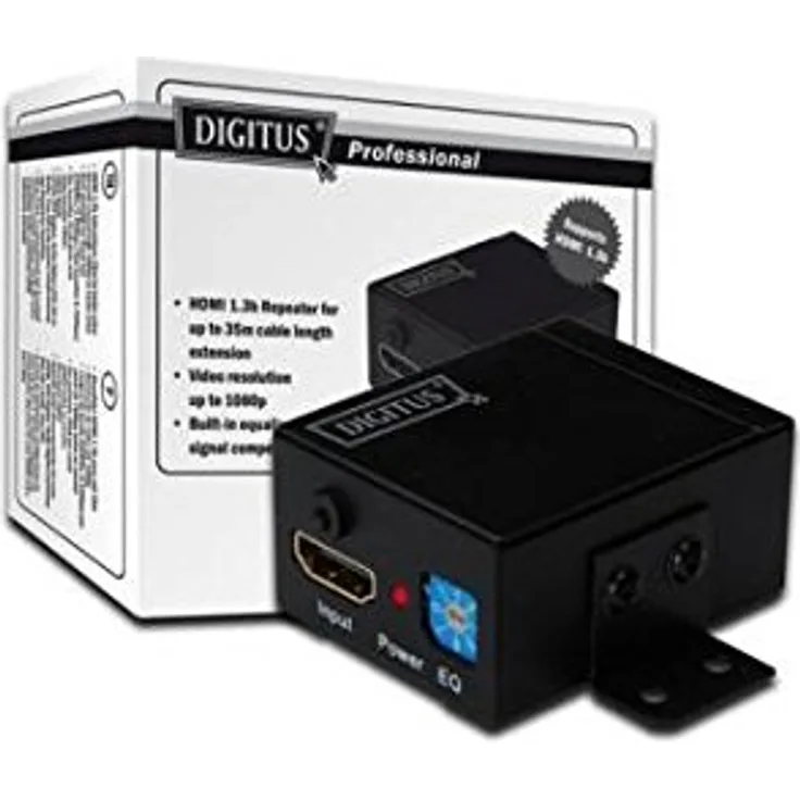 DIGITUS HDMI Repeater - Full HD bei 24 Hz - bis zu 35 m Reichweite - 3D Unterstützung - HDCP Durchleitung - kompaktes Gehäuse - schwarz