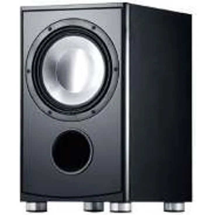 Canton AS 85.2 SC Aktiver Bass-Reflex Subwoofer (100-150 Watt) nuss-Silber Subwoofer schwarz – Bild 1