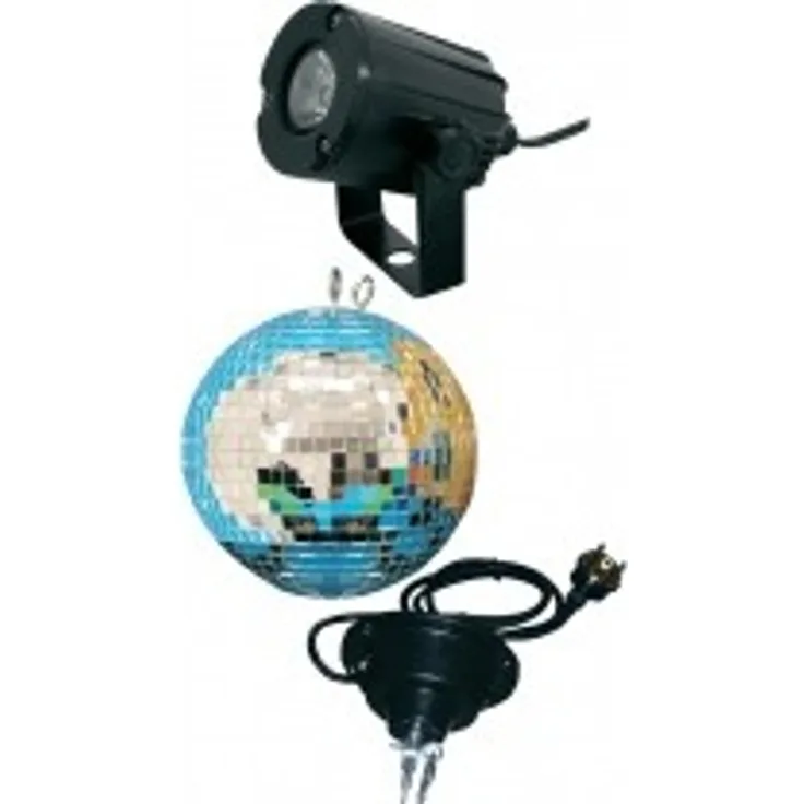 EUROLITE Spiegelkugelset 30cm mit LED-Spot | Set bestehend aus Motor, Spiegelkugel, Kette und weißem Spot
