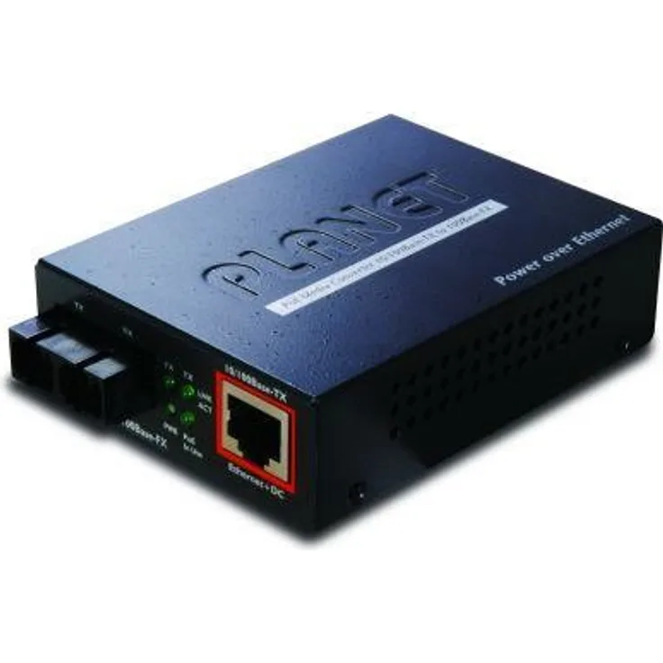 PLANET PoE Medienkonverter Multimode 10/100Base-TX to 100Base-FX Incl. PSU SC Connector PoE Injector