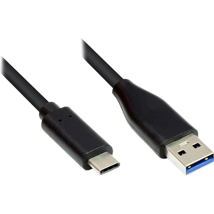 Good Connections USB 3.0 - USB 3.1 Gen. 1 Anschlusskabel - USB-C Stecker an USB 3.0 A Stecker - KUPFERLEITER, Doppelschirmung, 5 Gbps Datenübertragung - schwarz - 2 m – Bild 1