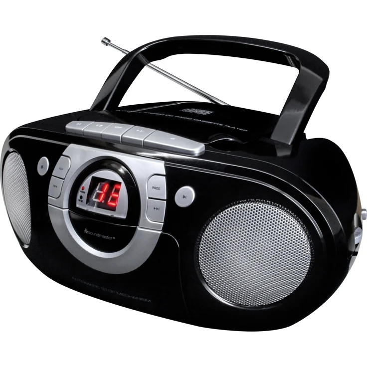 Soundmaster SCD5100SW Radio-Kassettenspieler mit CD-Player, tragbar, schwarz – Bild 2