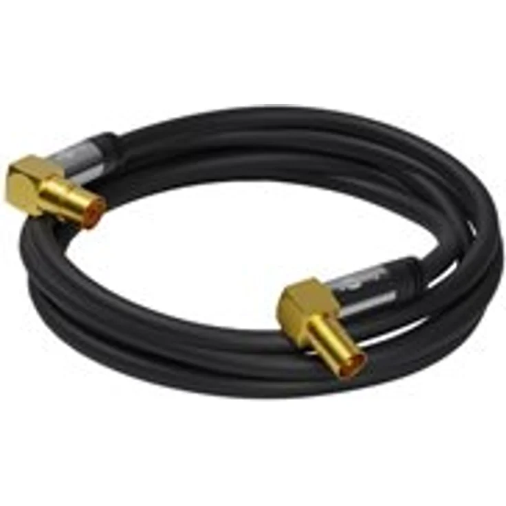 TV Antennenkabel (135 dB Typ), 4X geschirmt Vergoldet, Koax-Buchse 90° > Koax-Stecker 90° (2,0 m) – Bild 1