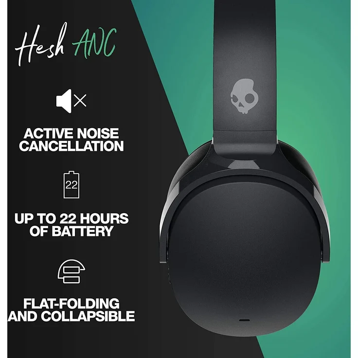 Skullcandy HESH ANC Over-Ear-Kopfhörer mit Bluetooth, Funk, Mikrofon, Noise Cancelling, schwarz – Bild 5