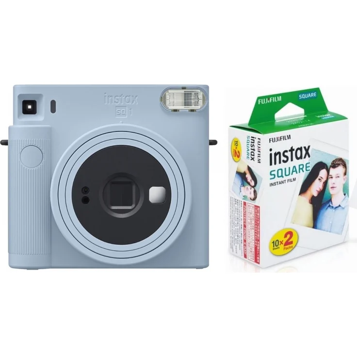 Fujifilm Instax SQUARE SQ1 glacier blue EX D Sofortbildkamera + Fujifilm Instax SQUARE Film Doppelpack