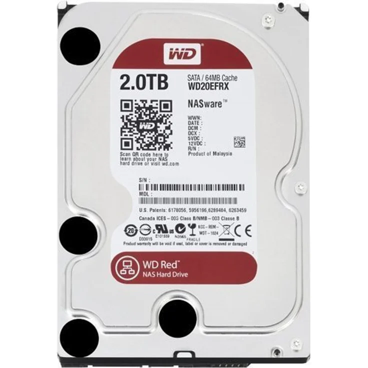 Western Digital Red 2TB 3.5 Zoll NAS Interne Festplatte - 5400 RPM - WD20EFRX – Bild 1
