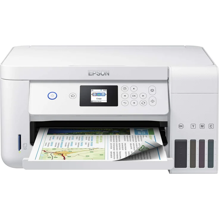 Epson EcoTank ET-2756 (3-in-1) Multifunktionsdrucker - (Tintenstrahl) Farbe, Druckgeschwindigkeit: 10,5 s/w, 5 Farbe, Auflösung: 5760 x 1440, WLAN, Mobile Print, AirPrint (C11CG22403) – Bild 1