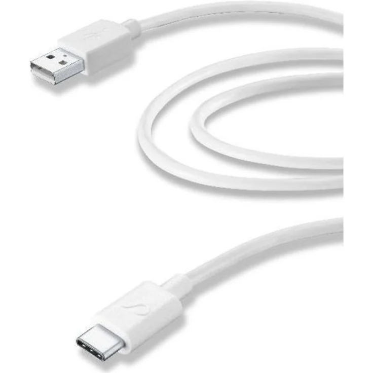 Cellularline 38570 - USB Kabel (2 m, USB A, USB C, 2.0-3.0 (3.1 Gen 1), Male Connector - Male Connector, Weiß)