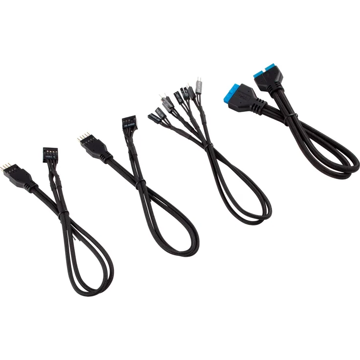 Corsair Premium Sleeved Front Panel Extension Kabel Verlängerungskit, Schwarz - Preisvergleich