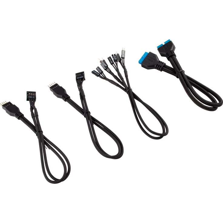 Corsair Premium Sleeved Front Panel Extension Kabel Verlängerungskit, Schwarz - Preisvergleich – Bild 1