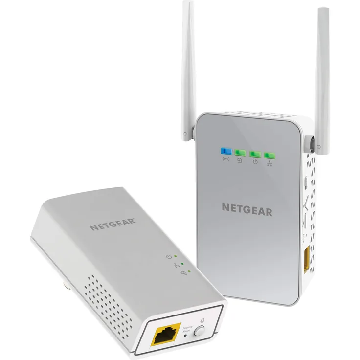 Netgear PLW1000 PowerLINE Set (1x Adapter AC-WLAN Access Point und 1x Adapter GB-LAN-Port, Geschwindigkeit bis zu 1000 MBit-s, WiFi PowerLAN Set für Internet über die Steckdose)
