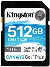 Kingston SDG3/512GB Canvas GO PLUS SDXC Class 10 UHS-I U3 V30