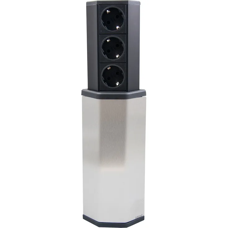 Schulte 103374028 EVOline V-Port, 3 Steckdosen, Edelstahl