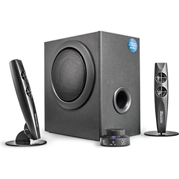 Wavemaster STAX BT 2.1 Lautsprecher System (46 Watt) mit Bluetooth-Streaming Aktiv-Boxen Nutzung für TV-Tablet-Smartphone-PC schwarz (66211)